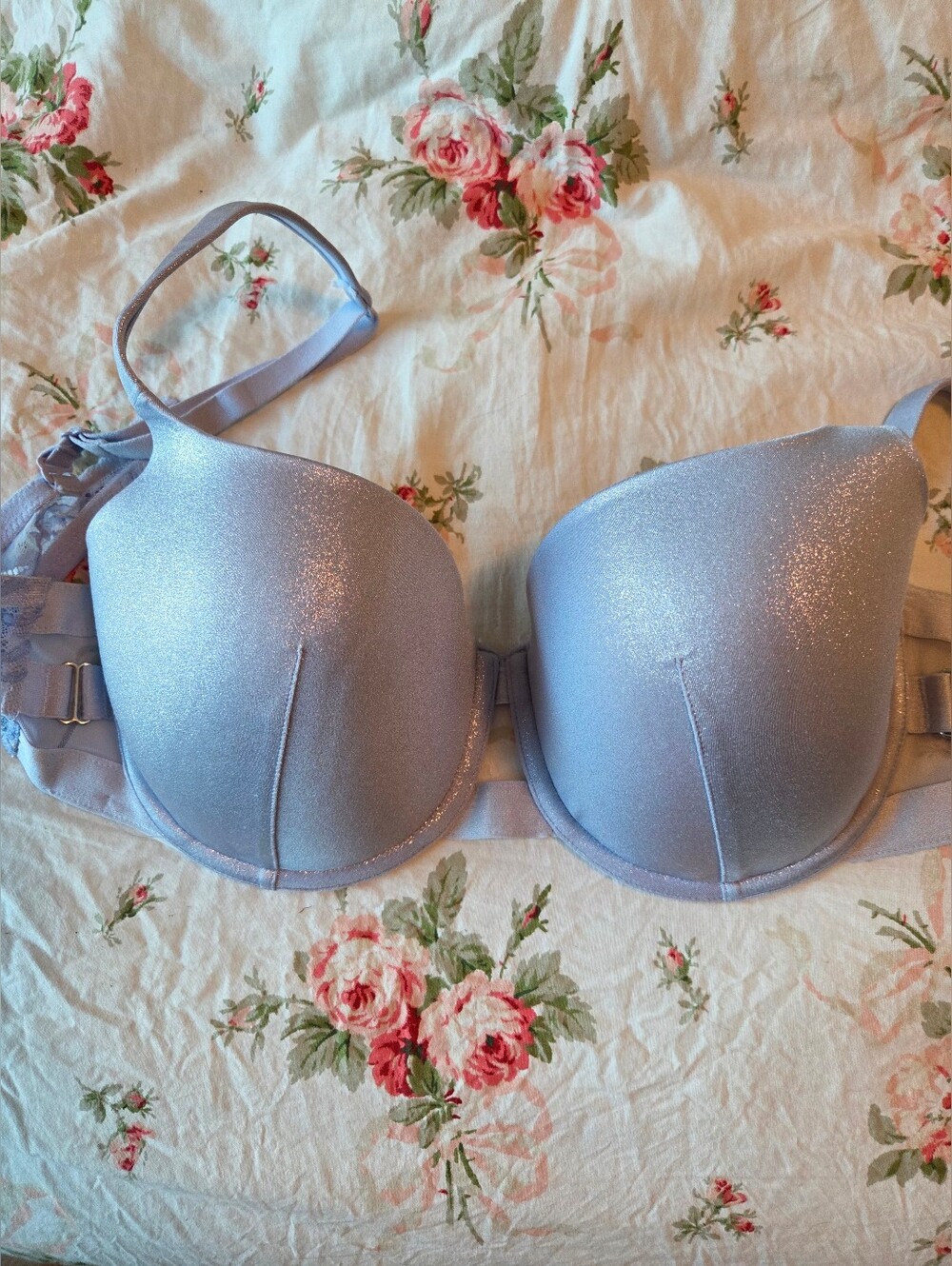 La Senza Sz 34D Periwinkle Shimmer Push Up Bra Coquette 💙 Mermaidcore Fairycore